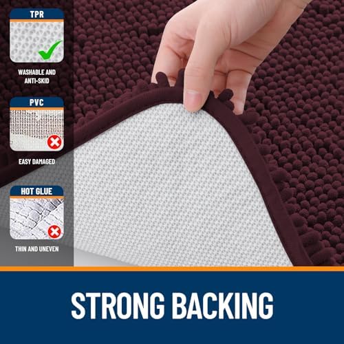 OLANLY Bathroom Rugs 32x20, Extra Soft Absorbent Chenille Bath Rugs