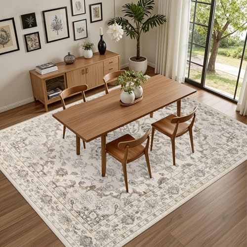 10x14 Area Rugs Living Room: Washable Rug for Bedroom Brown Beige