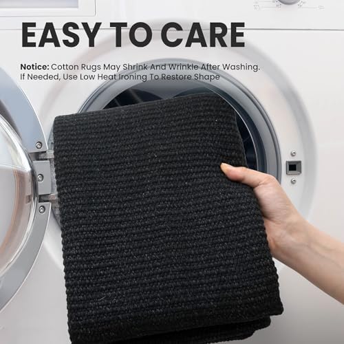 EARTHALL Washable Entryway Rug, Non Slip Doormat, 2x3 Ft, Black Heather