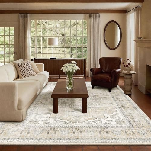 Washable Living Room Area Rug: 6x9 Bedroom Rugs Non Slip Soft Boho Carpet