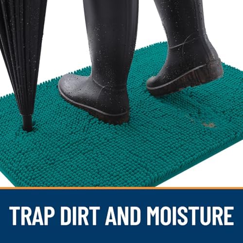 OLANLY Dog Door Mat for Muddy Paws 50x30, Super Absorbent Chenille Mud Mat