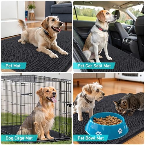 OLANLY Dog Door Mat for Muddy Paws 40x24, Super Absorbent Chenille Mud Mat