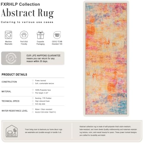 3x14 Washable Runner Rug：Modern Abstract Soft Carpet Galaxy Haze