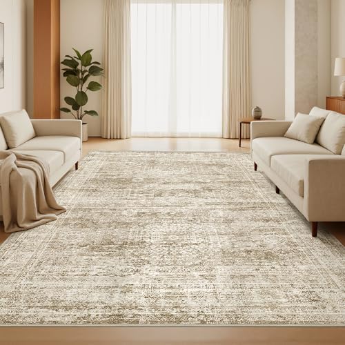 5x7 Area Rugs for Living Room,Large Washable Rug,Brown