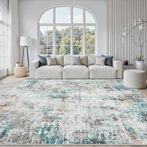 10x14 Area Rugs for Living Room Large Washable Abstract Rug Multi Color