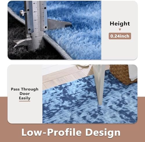 6x9 Large Tie-dye Teal Area Rug Non-Slip Washable for Living Room Bedroom