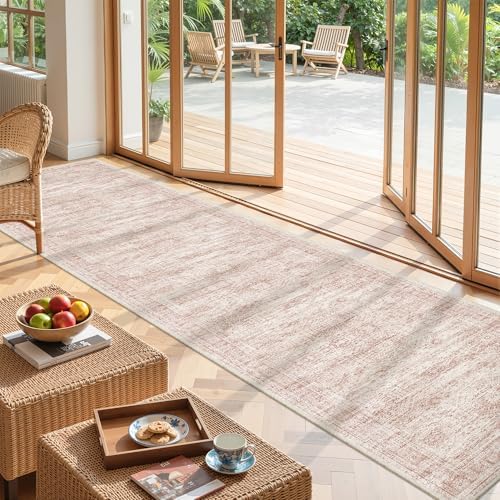 2x10 Runner Rug Non Slip,Washable Hallway Runner Rug,Pink