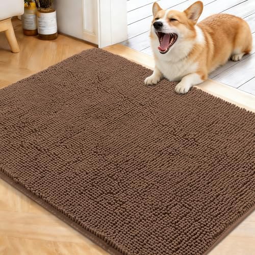 OLANLY Dog Door Mat for Muddy Paws 40x32, Super Absorbent Chenille Mud Mat