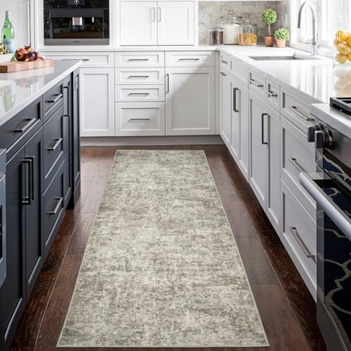 Runner Rugs for Hallways Kitchen 2.6x8 Non Slip Washable Beige Brown