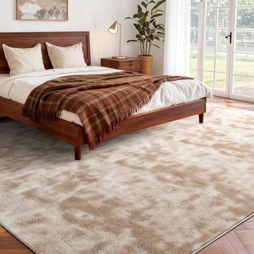 5x7 Tie-dye Light Tan Area Rug Non-Slip Washable for Living Room Bedroom