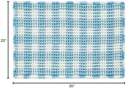 TYUU Waffle Bath Mat, Cute Bathroom Rugs Non Slip, 30x20 Blue & White