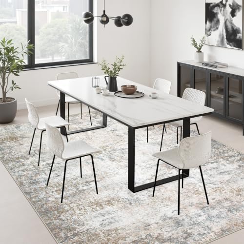 10x14 Area Rug Living Room: Modern Washable Indoor Carpet Brown