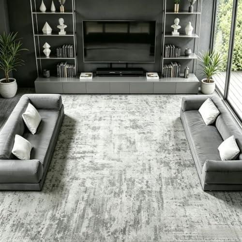 8x10 Area Rugs Washable Abstract Rug for Living Room Bedroom Grey