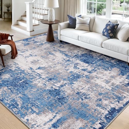 RELEANY Washable Square 10' x10' Area Rug for Living Room Blue Gray