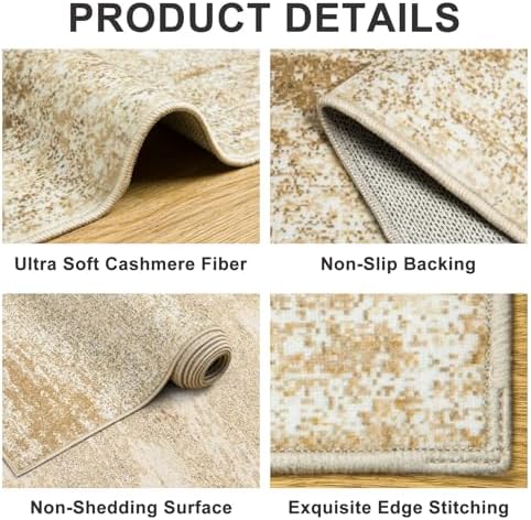PLHXFR 10x12 Area Rug Living Room: Modern Abstract Washable Carpet Beige