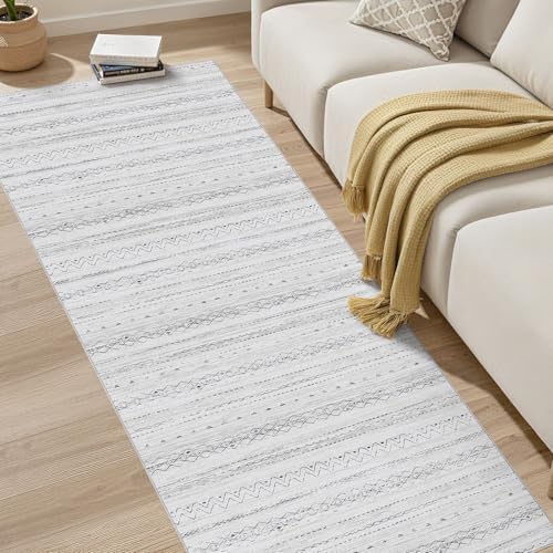 cotiled Hallway 2.6x8 Runner Rugs Washable Boho Rug Grey