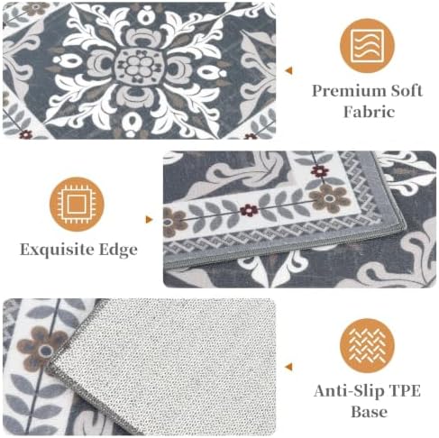 3 Piece Kitchen Rugs Set, Non Slip Washable Floor Mats with Water Absorbent