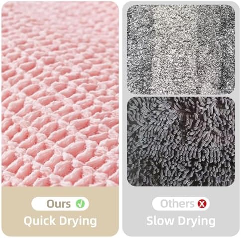 TYUU Waffle Runner Rug Bathroom, Long Cute Bath Mat 72x24 Light Peachy Pink
