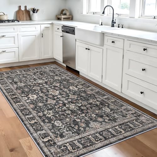 Black 3x5 Entryway Rug: Washable Ultra Soft Non Slip Low Pile Carpet Runner