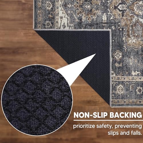 Keen Home Design 10x14 Rug - Machine Washable Area Rug with Non-Slip Backing, Ideal for Living Room, Dining Room, Bedroom - Vintage, Easy Clean, Durable, Low Pile Rug - (9'7" x 14')