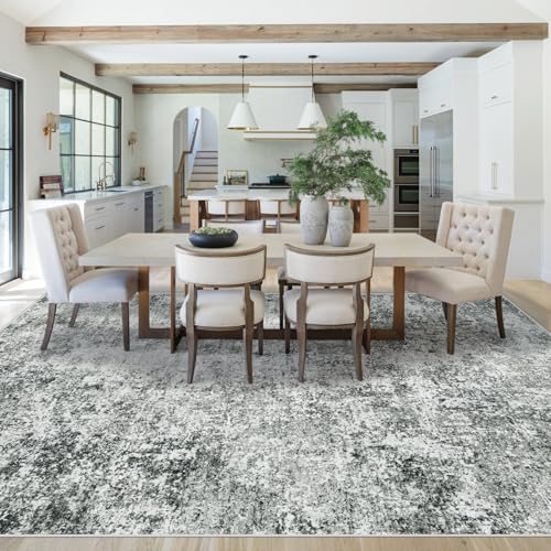 XLUEZ 8x10 Area Rugs for Living Room, Washable Modern Abstract Large Area Rug Neutral Soft Non Slip Kids Rug Stain Resistant Indoor Carpet for Bedroom Nursery Dining Room Playroom(Grey, 8'x10')