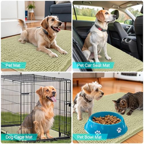 OLANLY Dog Door Mat for Muddy Paws 32x20, Super Absorbent Chenille Mud Mat