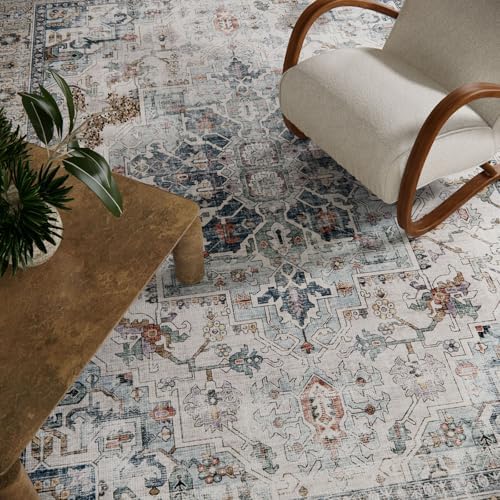 5x7 Area Rugs for Living Room: Washable Bedroom Rug Boho Vintage Rugs Stain Resistant Non Slip Low Pile Soft Lightweight Carpet for Kitchen Dining Room Farmhouse Nursery Kids Room Home Office