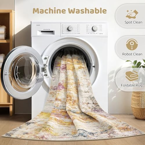 LOONGRUG 7x10 Area Rug Washable Large Neutral Modern Living Room Rugs