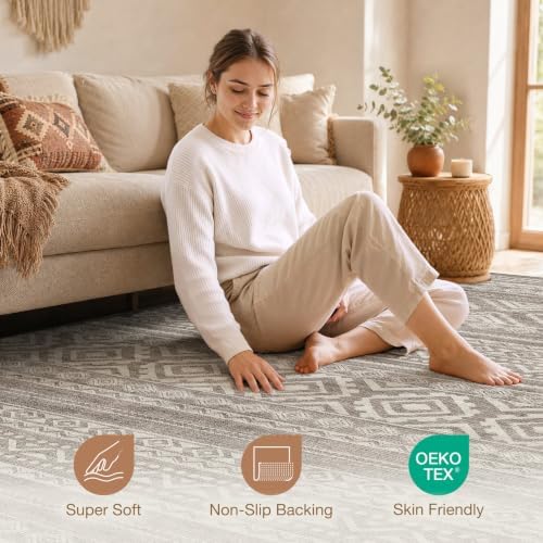 cotiled Boho 5x8 Area Rugs for Living Room: Soft Moroccan Washable Rug