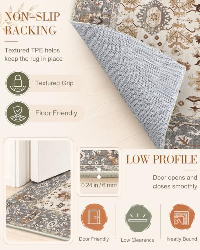 OLANLY 4x6 Washable Area Rug, Soft Non Slip Carpet for Bedroom Living Room