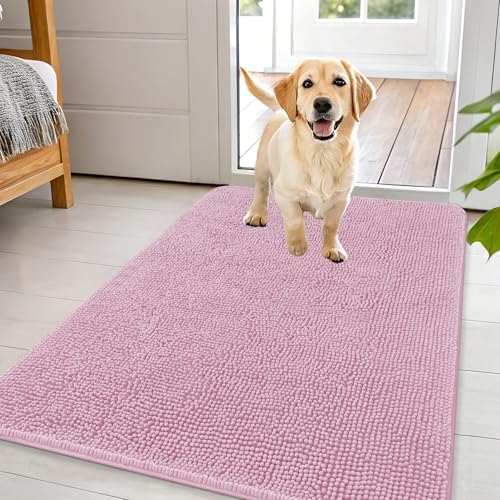 OLANLY Dog Door Mat for Muddy Paws 44x32, Super Absorbent Chenille Mud Mat