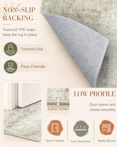 OLANLY 8x10 Washable Area Rug, Soft Non Slip Carpet for Bedroom Living Room
