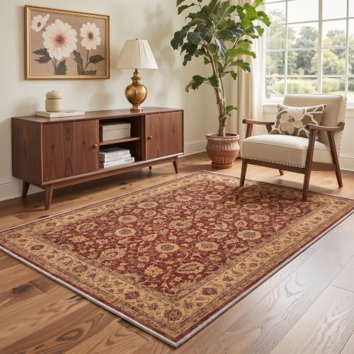 Bavni 8X10 Living Room Area Rug, Boho OrientalFloral Washable Non Slip