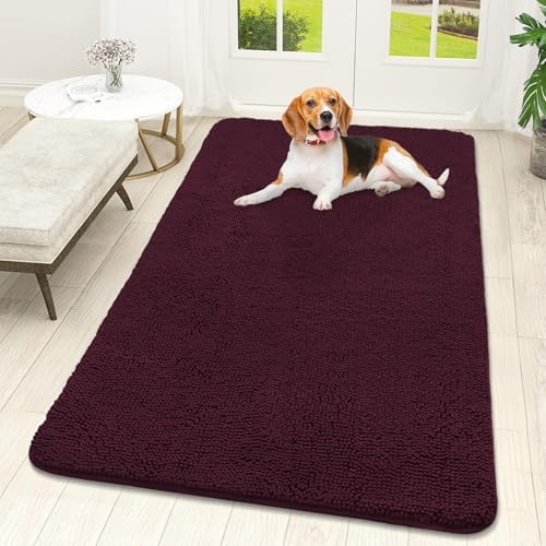 OLANLY Dog Door Mat for Muddy Paws 59x32, Super Absorbent Chenille Mud Mat
