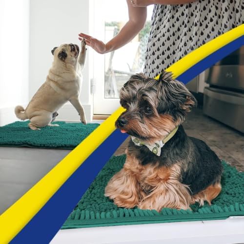 Muddy Mat® | Super Absorbent Door Mat Indoor, Microfiber Quick Dry Chenille Entryway Rug, Non-Slip Front Door Mat, Indoor Mats for Entryway, Machine Washable Pet Rug, Deep Teal 48" x 72"
