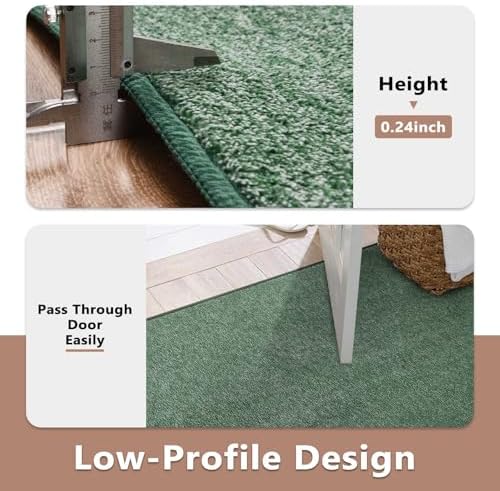 2x8 Green/White Runner Rug Non-Slip Washable for Hallway Kitchen Bedroom