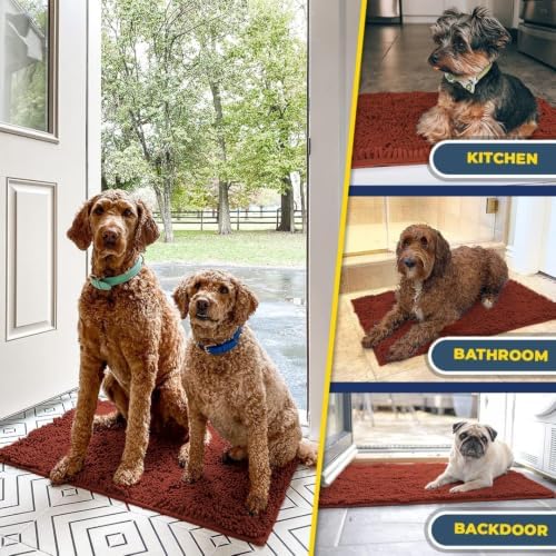 Muddy Mat® | Super Water Absorbent Door Mat Indoor, Microfiber Quick Dry Chenille Entryway Rug, Slip Resistant Front Door Mat, Indoor Mats for Entryway, Machine Washable Pet Rug, Terracotta 32" x 44"