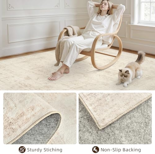 8x8 Area Rugs Living Room: Bedroom Neutral Washable Carpet Beige