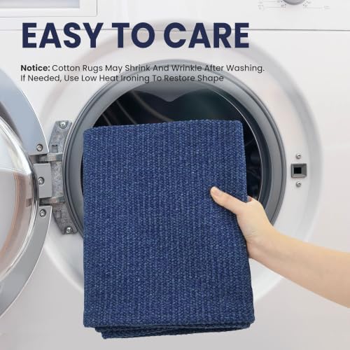 EARTHALL Washable Runner Rug, Non Slip Kitchen Rug, 2x7 Ft, Heathered Blue