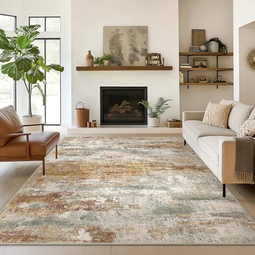 BEIMO 5x7 Area Rug for Bedroom, Orange Green Washable Abstract Non Slip Rug
