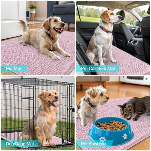OLANLY Dog Door Mat for Muddy Paws 70x32, Super Absorbent Chenille Mud Mat