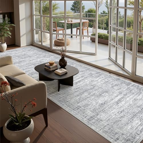2'6 x 12' Runner Rug Non Slip,Washable Kitchen Rugs,Grey