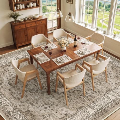 SameBed 9x12 Area Rug Living Room, Vintage Washable Carpet Brown