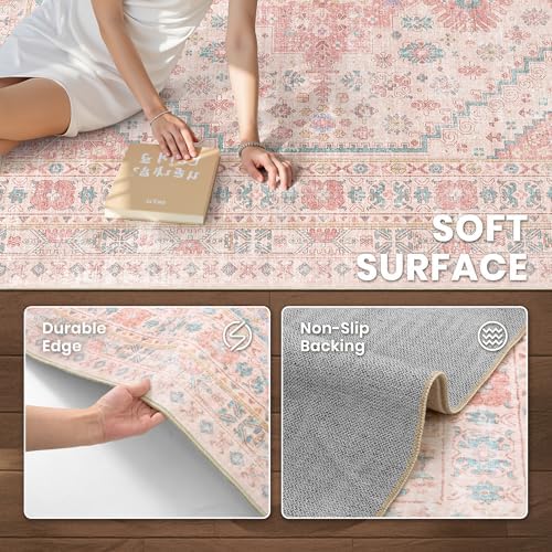 zesthome Pink Rugs for Bedroom-8x10 Area Rugs for Living Room,Girls Room