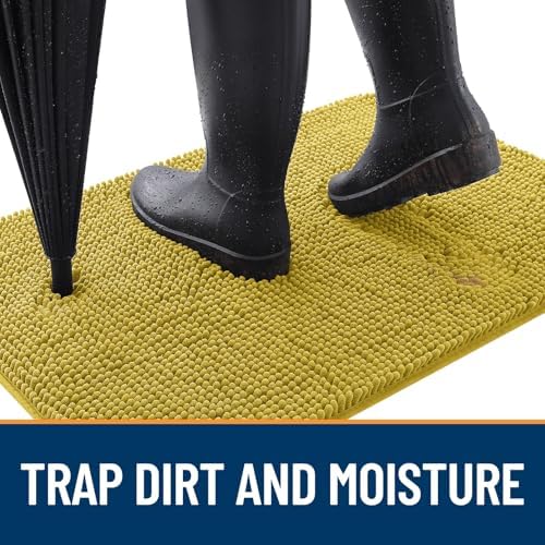 OLANLY Dog Door Mat for Muddy Paws 36x24, Super Absorbent Chenille Mud Mat