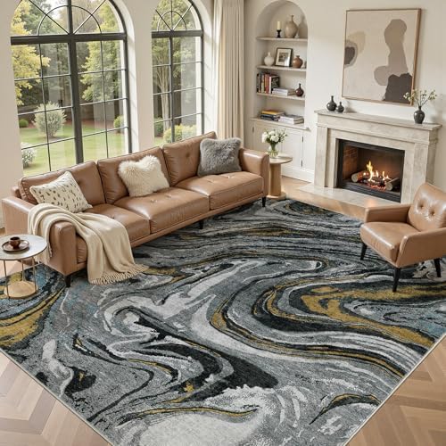 DMOYEST 10x12 Washable Area Rug Abstract Modern Non-Slip Indoor Carpet