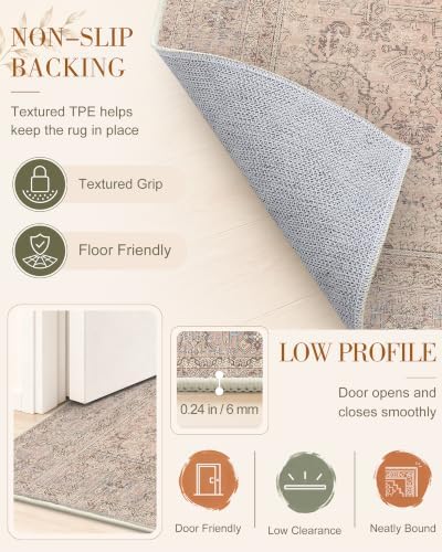 OLANLY 2'6"x14' Washable Runner Rug, Non Slip Carpet for Hallway Kitchen