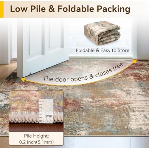 RELEANY Washable Square 9'x9' Area Rug for Living Room Rustic Brown