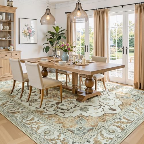 Lessymo Area Rugs 9x12 for Living Room,Large Washable Carpet Light Beige