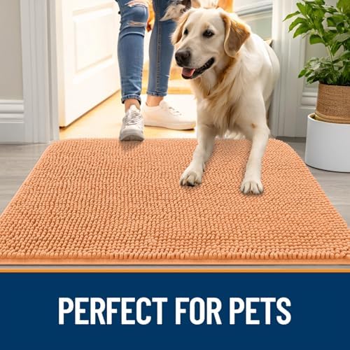 OLANLY Dog Door Mat for Muddy Paws 54x32, Super Absorbent Chenille Mud Mat